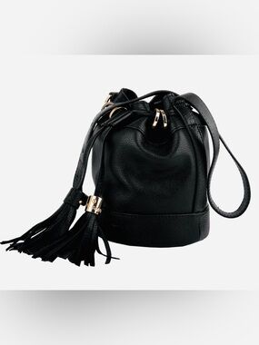 See By Chloe Leather Drawstring Backpack Bucket Bag with Tassel